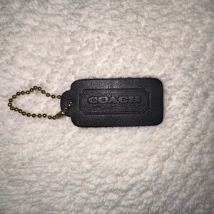 Coach Black Suede Keychain with Gold Chain